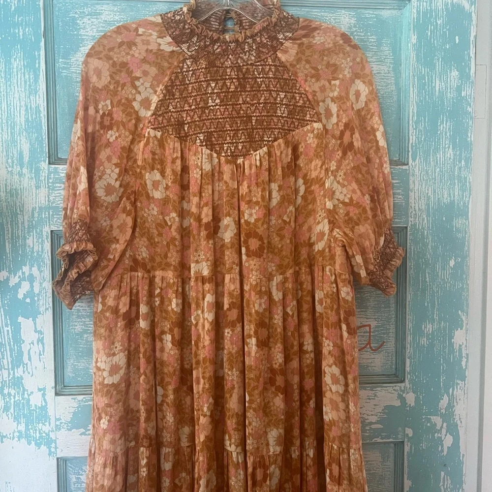 spell & the gypsy collective anne floral ruched midi dress EUC size M, lined - Picture 2 of 11